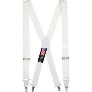 Hold'Em 100% Silk Suspenders for Men Clip End Dress Tuxedo - White Paisley